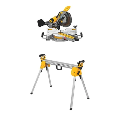 DeWalt DWS779WDWX724, bundle: 15 Amp Corded 12 in. Double Bevel Sliding Compound Miter Saw w/Blade Wrench, Material Clamp & Compact Miter Saw Stand