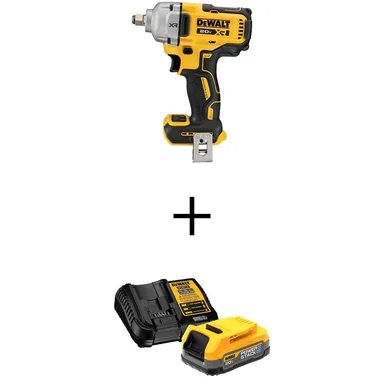 DeWalt DCF891BWCBP034C, bundle: 20V MAX XR Lithium-Ion Cordless 1/2 in. Impact Wrench with 20V MAX POWERSTACK Compact Battery Starter Kit