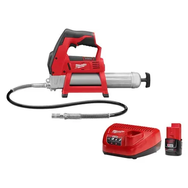 Milwaukee 2446-20-48-59-2420, bundle: M12 12V Lithium-Ion Cordless Grease Gun with 2. 0Ah Battery and Charger Starter Kit