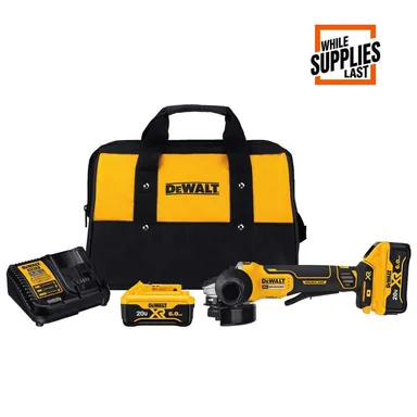 DeWalt DCG413R2, kit: 20V MAX XR Cordless Brushless 4.5 in. Paddle Switch Small Angle Grinder with (2) 20V 6.0Ah Batteries
