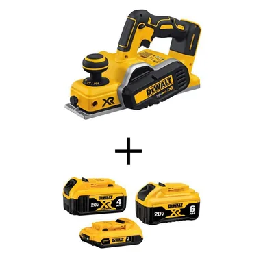 DeWalt DCB346-3WCP580B, bundle: 20V MAX XR Cordless Brushless 3-1/4 in. Planer, (1) 20V 6.0Ah Battery, (1) 20V 4.0Ah Battery, and (1) 20V 2.0Ah Battery