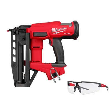 Milwaukee 3020-20-48-73-2010, bundle: M18 FUEL 18-Volt Lithium-Ion Brushless Cordless Gen ll 16-Gauge Straight Finish Nailer (Tool Only) with Safety Glasses
