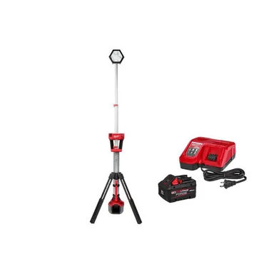 Milwaukee 2131-20-48-59-1881, bundle: M18 18-Volt Lith-Ion Cordless Rocket Dual Power Tower Light w/ FORGE 8. 0Ah Battery & Charger