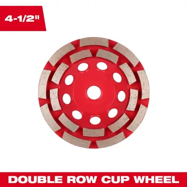 Milwaukee 49-93-7754, accessory: 4.5 in. DIAMOND MAX Double Row Diamond Cup Wheel (photograph from the Home Depot listing)