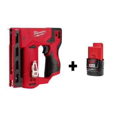 Milwaukee 2447-20-48-11-2420, bundle: M12 12-Volt Lithium-Ion Cordless 3/8 in. Crown Stapler with M12 2.0Ah Battery