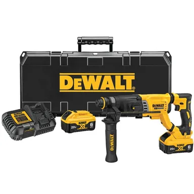 DeWalt DCH263R2, kit: 20V MAX Cordless Brushless 1-1/8 in. SDS Plus D-Handle Rotary Hammer with (2) 20V XR 6.0Ah Batteries and Charger (photograph from the Home Depot listing)
