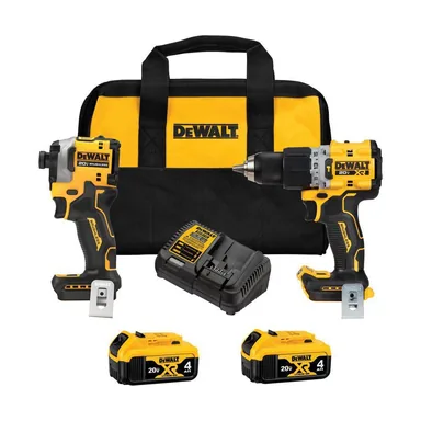 DeWalt DCK2050M2, bundle: 20V MAX XR Hammer Drill and ATOMIC Impact Driver 2 Tool Cordless Combo Kit with (2) 4.0Ah Batteries, Charger, and Bag