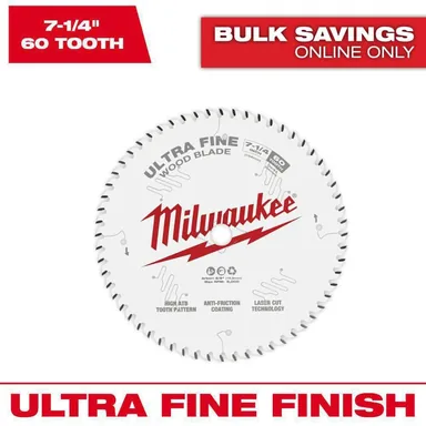 Milwaukee 48-40-0730, accessory: 7-1/4 in. x 60-Tooth Carbide Ultra Fine Finish Circular Saw Blade