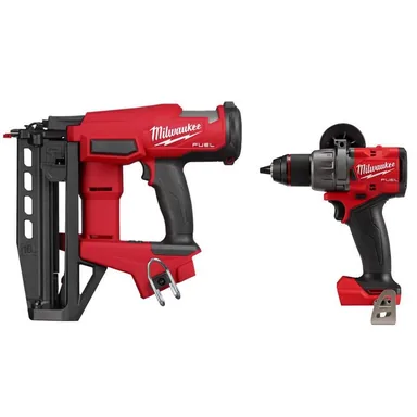 Milwaukee 3020-20-2904-20, bundle: M18 FUEL 18V Lithium-Ion Brushless 16-Gauge Straight Finish Nailer with M18 FUEL 1/2 in. Hammer Drill/Driver