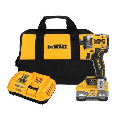 DeWalt DCF860WW1, kit: 20V MAX Lithium-Ion Cordless 1/4 in. Impact Driver Kit with 8 Ah Battery and Charger