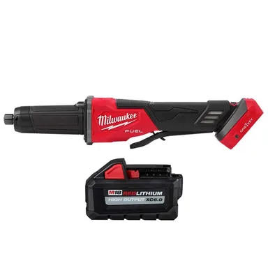 Milwaukee 2984-20-48-11-1865, bundle: M18 FUEL 18V Lithium Ion Brushless Cordless 2 3 in. Variable Speed Die Grinder Paddle Switch w/6.0Ah High Output Battery