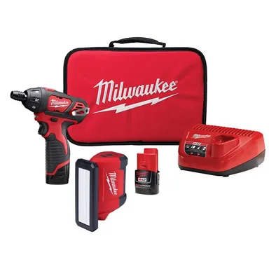Milwaukee 2401-22-2367-20, bundle: M12 12V Li-Ion Cordless 1/4 in. Hex Screwdriver Kit w/ M12 Service & Repair 700 Lumens Flood Light w/ USB Charging