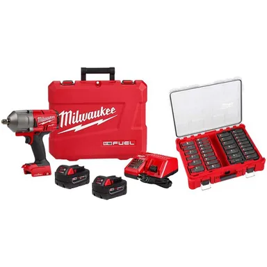 Milwaukee 2862-22R-49-66-6806, bundle: M18 FUEL ONE-KEY 18V Li-Ion Brushless Cordless 1/2 in. HiTorque Impact Wrench PD Kit w/PO SAE Metric Socket Set (31-PC)