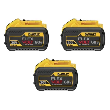 DeWalt DCB609-3, accessory: 20V/60V MAX FLEXVOLT Lithium-Ion 9.0Ah Battery (3-Pack)