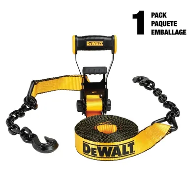 DeWalt DXBC10000C, unpowered: 30 ft. x 2 in. Heavy-Duty Ratchet Tie Down with Chain and Hooks