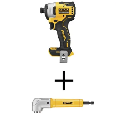 DeWalt DCF809BWRA60, bundle: ATOMIC 20V MAX Cordless Brushless Compact 1/4 in. Impact Driver with MAXFIT Right Angle Magnetic Attachment