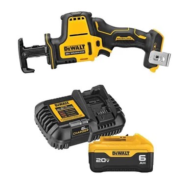 DeWalt DCS369BWDCB206C, bundle: ATOMIC 20-Volt MAX Lithium-Ion Cordless Brushless Compact Reciprocating Saw w/20-Volt MAX 6.0Ah Battery Pack and Charger