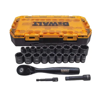 DeWalt DWMT74738, accessory: 3/8 in. Drive Combination Deep Impact Socket Set with Ratchet (23-Piece)