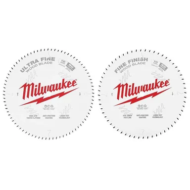 Milwaukee 48-40-1032-48-40-1028, bundle: 10 in. x 80-Tooth Carbide Circular Saw Blade and 10 in. x 60-Tooth Fine Circular Saw Blade (2-Piece)