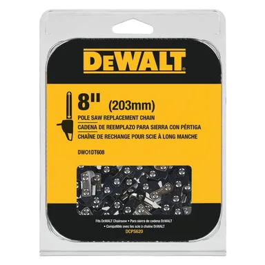 DeWalt DWO1DT608, accessory: 8 in. 3/8 in. Pitch, 0.043 in. Gauge, 34 Link Replacement Chainsaw and Pole Saw Chain