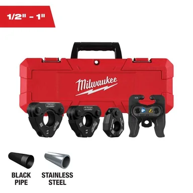 Milwaukee 49-16-2496X, accessory: 1/2 in. - 1 in. IPS-P Black Iron Pipe/Steel Pivoting Press Ring Kit for M12 FORCE LOGIC Press Tools (photograph from the Home Depot listing)