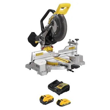 DeWalt DCS714BWB225-2C, bundle: 20V MAX XR Lithium-Ion Cordless 10 in. Dual Bevel Fixed Miter Saw with 20V MAX 5.0 Ah and 2.0 Ah Batteries and Charger