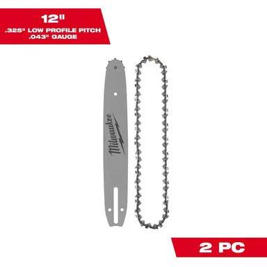 Milwaukee 49-16-2846, accessory: 12 in. Chainsaw Bar & Chain Combo with .325 in. LOW PROFILE Pitch, .043" Gauge