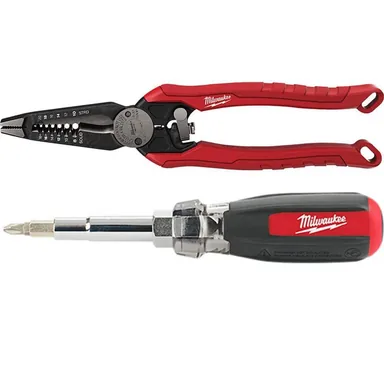 Milwaukee 48-22-3078-48-22-2880, bundle: 9 in. 7-in-1 Combination Wire Stripper Cutting Pliers and 13-in-1 Multi-Bit Cushion Grip Screwdriver