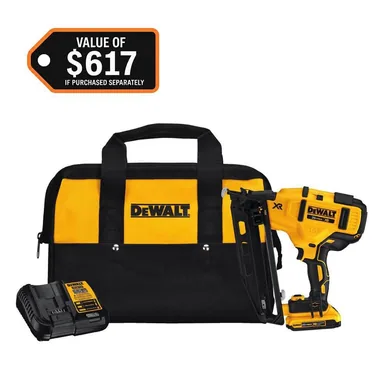 DeWalt DCN660D1, kit: 20V MAX XR 16-Gauge Electric Cordless Angled Finishing Nailer Kit