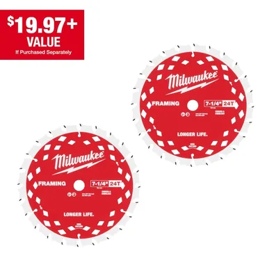 Milwaukee 48-40-0722, accessory: 7-1/4 in. x 24-Tooth Framing Circular Saw Blade (2-Pack)