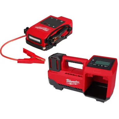 Milwaukee 3841-20-2848-20, bundle: M18 18V Lithium-Ion Cordless 2000 Peak Amp HOTSHOT Jump Starter with M18 Electric Portable Inflator