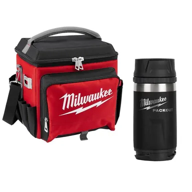 Milwaukee 48-22-8250-48-22-8391B, bundle: 21 Qt. Soft Sided Jobsite Lunch Cooler with PACKOUT Black 12 oz. Insulated Bottle with Sip Lid