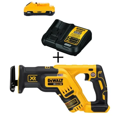 DeWalt DCS367BW230C, bundle: 20V MAX XR Cordless Brushless Compact Reciprocating Saw, (1) 20V Lithium-Ion 3.0Ah Battery, and 12V-20V MAX Charger