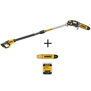 DeWalt DCPS620BWSB8608, bundle: 20-Volt MAX 8 in. Brushless Cordless Battery Powered Pole Saw (Tool Only) with Extra 8 in. Bar and Chain