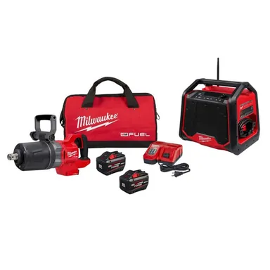 Milwaukee 2868-22HD-2956-20, bundle: M18 FUEL 18V Lithium-Ion Brushless Cordless 1 in. Impact Wrench w/ D-Handle Kit w/ Two 12.0 Ah Batteries & Speaker