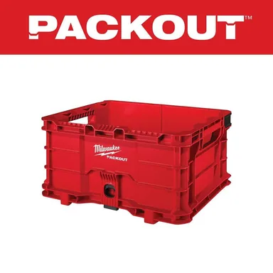 Milwaukee 48-22-8440, accessory: PACKOUT 18.6 in. Tool Storage Crate Bin with Carrying Handles and 50 lbs. Weight Capacity (photograph from the Home Depot listing)