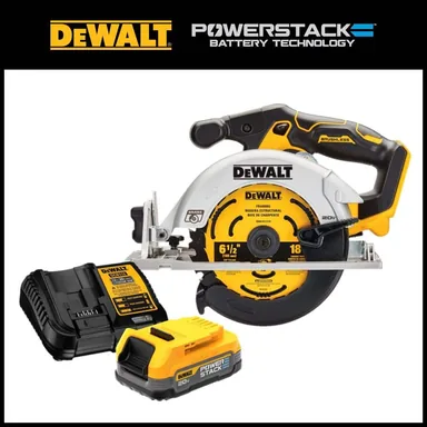 DeWalt DCS565BWP034C, bundle: 20V MAX Cordless Brushless 6-1/2 in. Circular Saw and 20V MAX POWERSTACK Compact Battery Starter Kit