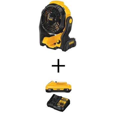 DeWalt DCE512BW240C, bundle: 20V MAX Jobsite Fan, (1) 20V MAX Compact Lithium-Ion 4.0Ah Battery, and 12V-20V MAX Charger