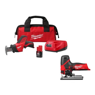 Milwaukee 2420-21-2545-20, bundle: M12 12V Lithium-Ion HACKZALL Cordless Reciprocating Saw Kit with One 1. 5Ah Battery, Charger & Jig Saw