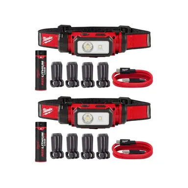 Milwaukee 2163-21-2163-21, bundle: 600 Lumens LED REDLITHIUM Hard Hat Headlamp (2-Pack)