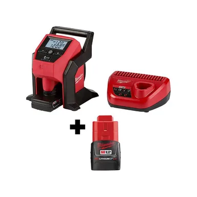 Milwaukee 2475-21XC-48-11-2420, bundle: M12 12-Volt Lithium-Ion Cordless Portable Inflator Kit with 4.0 Ah Battery, Charger and Bonus 2.0 Ah Battery Pack