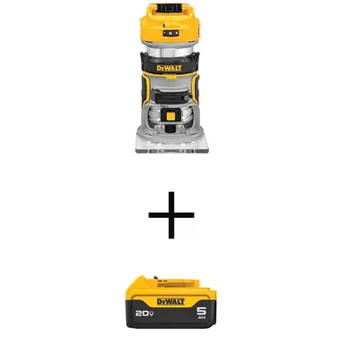 DeWalt DCW600BW205, bundle: 20V MAX Cordless Brushless Compact Router and (1) 20V 5.0Ah Battery