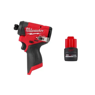 Milwaukee 3453-20-48-11-2425, bundle: M12 FUEL 12V Lithium-Ion Brushless Cordless 1/4 in. Hex Impact Driver w/CP High Output 2.5 Ah Battery Pack