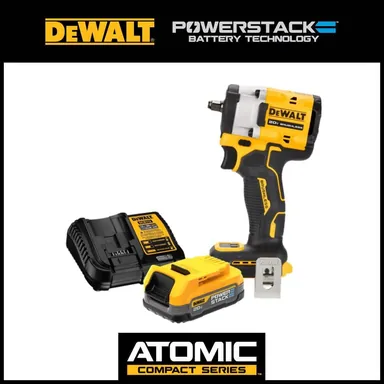 DeWalt DCF923BWP034C, bundle: 20V MAX Cordless 3/8 in. Impact Wrench and 20V MAX POWERSTACK Compact Battery Starter Kit