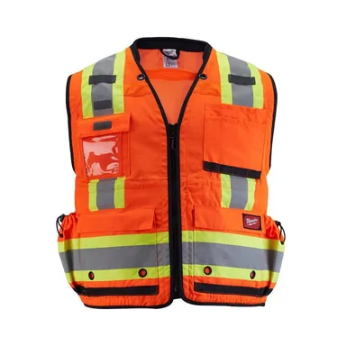 Milwaukee 48-73-5166, accessory: Large/X-Large Orange Class 2 Surveyor's High Visibility Safety Vest with 27-Pockets (photograph from the Home Depot listing)