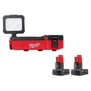 Milwaukee 2356-20-48-11-2442, bundle: M12 12-Volt Lithium-Ion Cordless PACKOUT Flood Light w/USB Charging & 4. 0Ah (2-Pack)