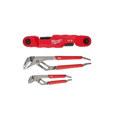 Milwaukee 48-22-2180-48-22-6330, bundle: SAE Electrician's Folding Hex Key Set (11-Piece) and 6" & 10" Comfort Grip Straight Jaw Pliers Set (2-Piece)