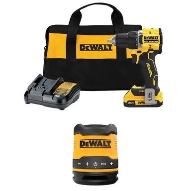 DeWalt DCD794D1WDCR008, bundle: ATOMIC 20V Lithium-Ion Cordless Compact 1/2 in. Drill/Driver Kit and Bluetooth Speaker with 2Ah Battery and Charger
