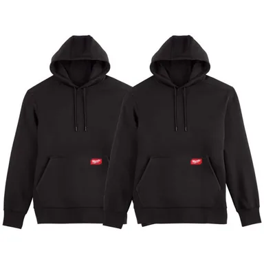 Milwaukee 351B-XL-351B-XL, bundle: Men's X-Large Black Midweight Cotton/Polyester Long-Sleeve Pullover Hoodie (2-Pack)