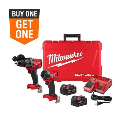 Milwaukee 3697-22, kit: M18 FUEL 18V Lithium-Ion Brushless Cordless Hammer Drill and Impact Driver Combo Kit (2-Tool) with 2 Batteries